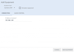 selecting Symetrix DSP in Mira Portal