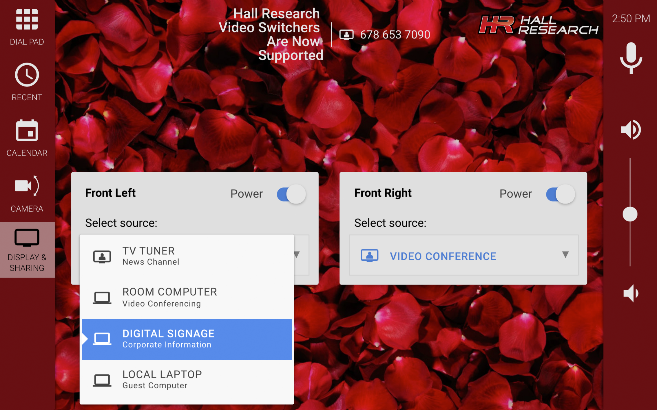 Mira Connect controls Hall Research video switchers