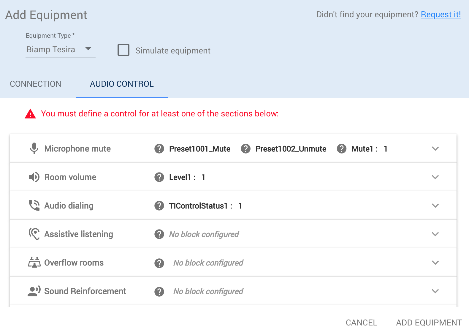 Configuring the audio settings