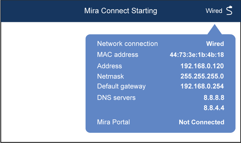 Wired network connection status