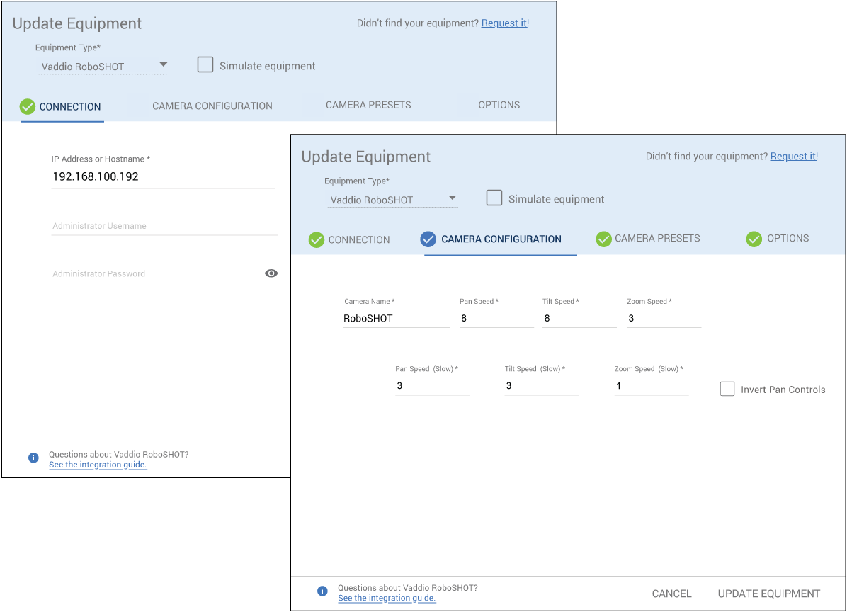 Integrating a Vaddio camera with Mira Connect