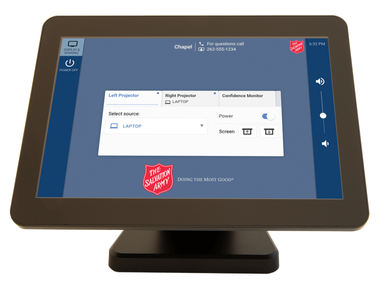 Salvation Army Mira Connect AV control touch panel